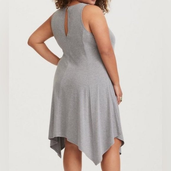 Women’s Torrid Heather Grey Midi Jersey Trapeze Dress 2 - Picture 3 of 12